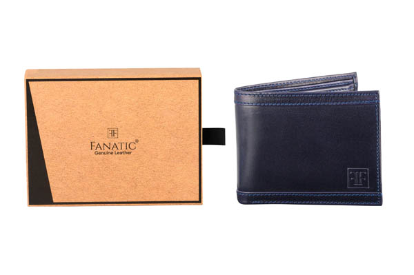 Men Blue Genuine Leather Wallet  (6 Card Slots)LKHF 