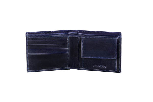 Men Blue Genuine Leather Wallet  (6 Card Slots)LKHF 